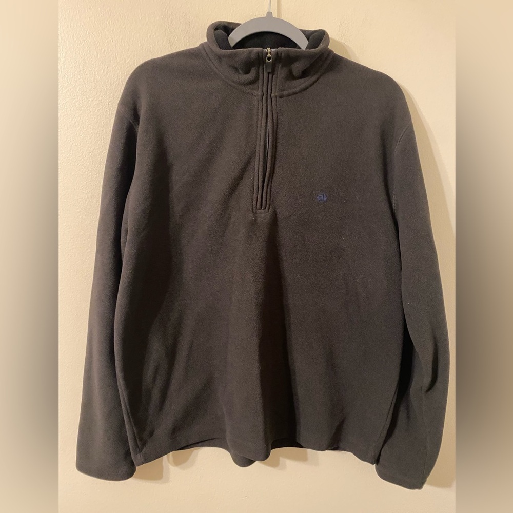 Mens Gray Brooks Brothers‎ 346 1/4 Zip Fleece Logo Pullover Size Large
